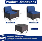 Outdoor Patio Furniture Set, 6 Pieces Outdoor Sectional Furniture High Backrest - Image 2