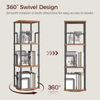 MAHANCRIS 3-Tier Rotating Bookshelf, Freestanding Corner Bookshelf, 360° - Image 4