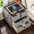 Smart Nightstand with Fingerprint Lock Drawer, Nightstand with Wireless Charging by QHRAY