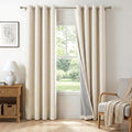 100% Blackout Linen Textured Curtains 90 Inch Long, Butter Cream | 100% by 100BlackoutShield