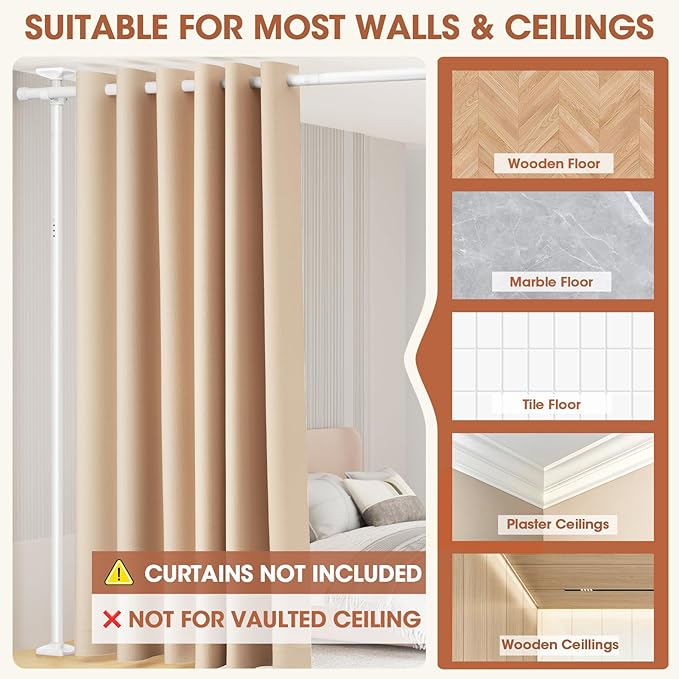 SUNALLY Room Divider Curtain Rod, No Drilling Room Separator - Image 4