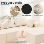 DUMOS 108" Boneless Couch, Cloud Sectional Couch - Image 5