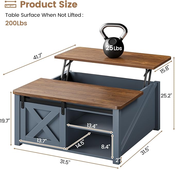 SEDETA 31.5" Lift Top Coffee Table - Image 2