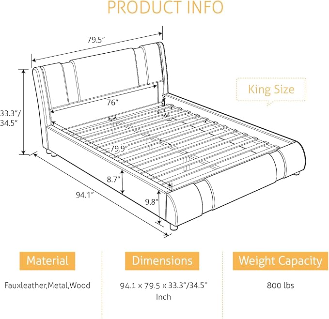SHA CERLIN King Size Bed Frame - Image 2