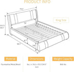 SHA CERLIN Modern Faux Leather King Bed Frame - Image 2