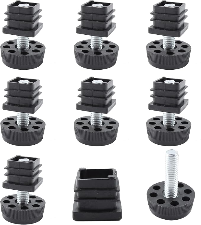 8Pcs Adjustable Leveling Feet, Square Insert Kit, Furniture Glide Leveler by Unknown