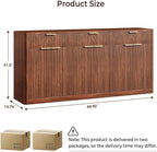 Evermagin 67" Fluted Walnut Sideboard Buffet Cabinet - Image 2