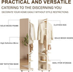 WoodsWhisper Full Length Mirror Coat Rack Solid Wood Floor Mirror 66"x12" Full - Image 5