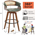 Set of 4 Rattan Swivel Bar Stools - Image 2