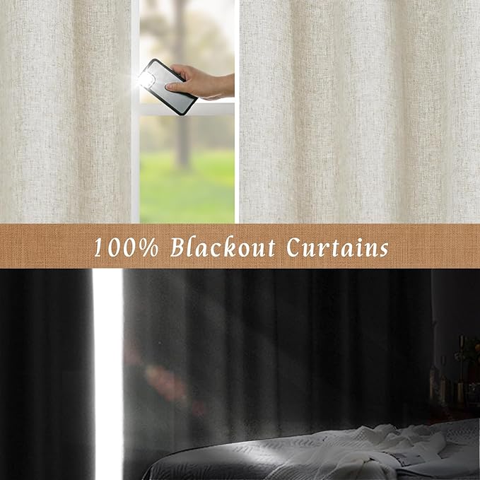 Stone 100% Blackout Linen Curtains - Image 3