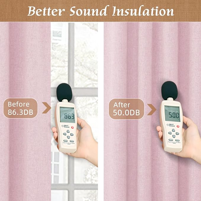 54 Inch Full Blackout Linen Window Curtains - Image 5