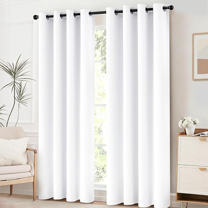 Yakamok Room Darkening Curtains 42x63 inch Length Pure White-Living Room | 2 - Image 9