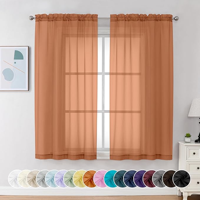 Chyhomenyc Sheer Curtains 63 Inch Length 2 Panels, Soft Airy, Rod Pocket by Chyhomenyc