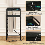 Furnulem Night Stand with Charging Station, Tall Black Dresser - Image 7