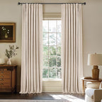 100% Blackout Curtains for Bedroom Oatmeal Linen Look Curtains 80 Inch Long | by INOVADAY