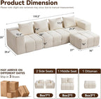119" Boneless Couch, Oversized Cloud L Shaped Couch, Modular Sectional 4 Seater - Image 2