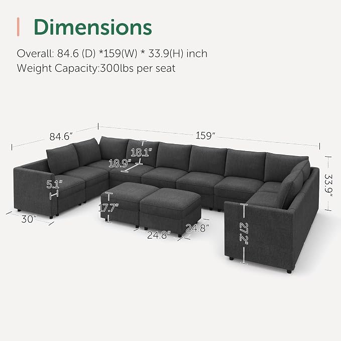 HONBAY Modular Sectional Sofa Sleeper Couch - Image 2
