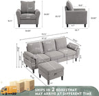 79" Convertible Sectional Sofa Set, Modern Linen Small L Shaped Couch - Image 3