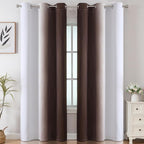 Brown and Greyish White Blackout Curtains 42Wx84L 2 Panels | Ombre Curtains - Image 2
