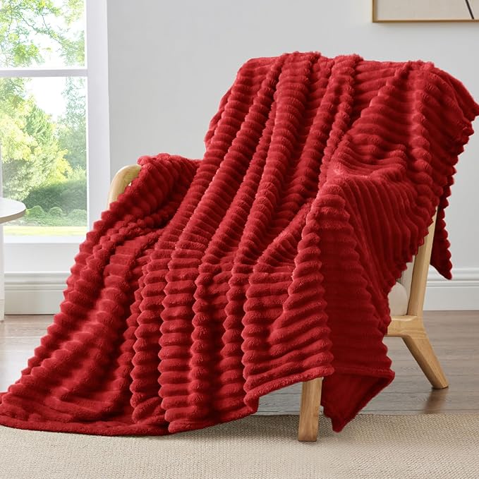 BEDELITE Ribbed Fleece Throw Blanket by BEDELITE