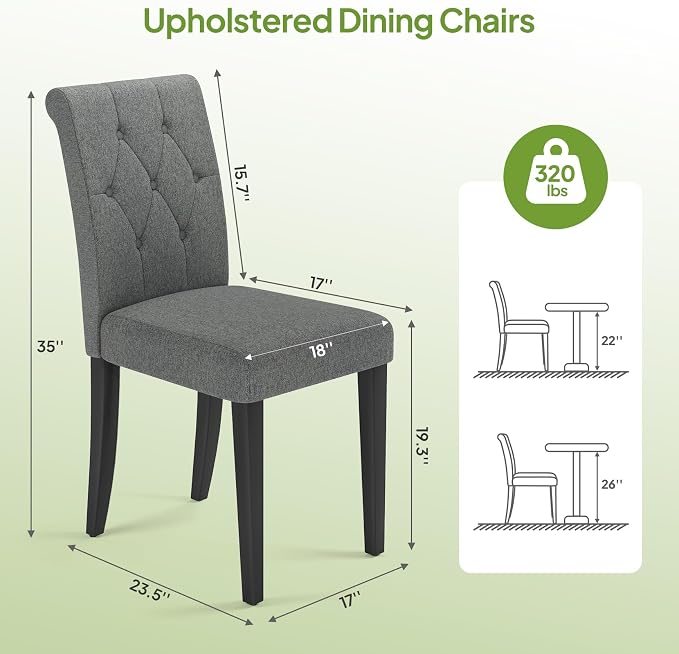 Welzona Upholstered Dining Chairs Set of 4, Button Tufted Parsons Dining Chair - Image 2