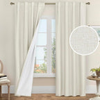 Ivory 100% Blackout Polyester Curtains 84 Inches Long, Polyester Living Room by LAMIT
