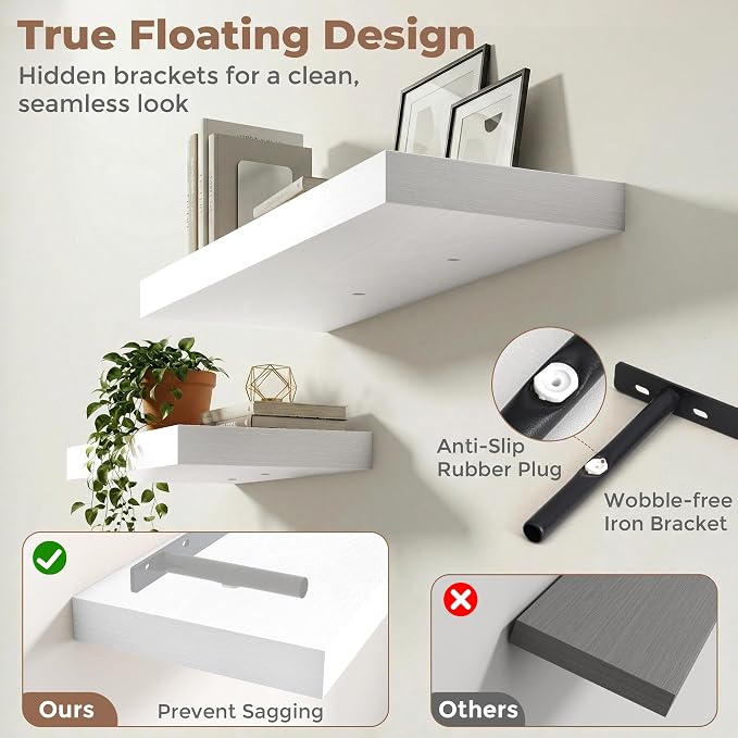 12 inch Deep Floating Shelves for Wall, 72 inch Wide Engineered Wood Wall - Image 4