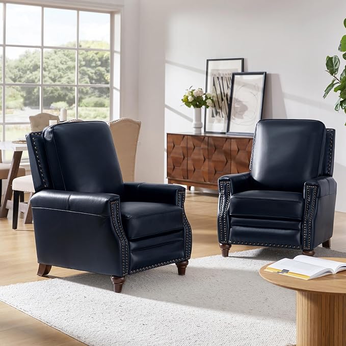 HULALA HOME Genuine Leather Manual Recliner Chair - Image 3