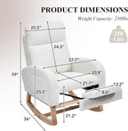 NIOIIKIT Oversized Nursery Rocking Chair, Teddy Upholstered Glider Chair - Image 2