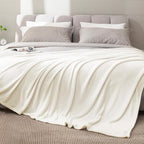 BEDELITE Fleece Blanket Soft Plush Queen Size Bed Blanket Cream 90"x90" | Ultra by BEDELITE