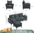 79" Convertible Sectional Sofa Set, Modern Linen Small L Shaped Couch - Image 3