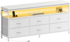 Huuger LED TV Stand for Bedroom, 55 Inch Fabric Dresser - Image 9