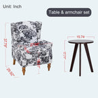Upholster Accent Armchair & Side Table 2-Piece Set, Chenille Vintage Style - Image 3