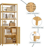 HIFIT 2 Set Tall Shelf Unit Bamboo Storage Cabinet - Image 9