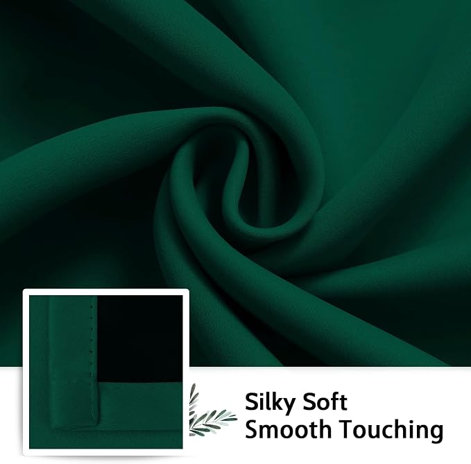 SimpleHome Dark Green 100% Blackout Curtains Room Darkening Living Room 54 | - Image 7