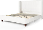HOWE King Size Bed Frame with 50.8" Tall Wingback Headboard, Modern Corduroy - Image 8