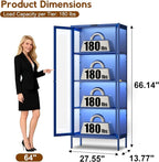 UNICOLY Display Cabinet with Glass Doors, Glass Display Cabinet with 8 Color - Image 2