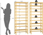 Homykic 6-Tier Bamboo Bookshelves and Bookcases, Adjustable 63.4”Tall Shallow - Image 3