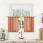 Terracotta Linen Curtains 24 Inch Length by LAMIT