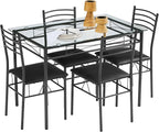 VECELO Dining Table Set for 4, 5-Piece Glass Kitchen Table - Image 7