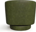 Swivel Barrel Accent Chair, Round Faux Leather Living Room Arm Chairs, Modern - Image 7