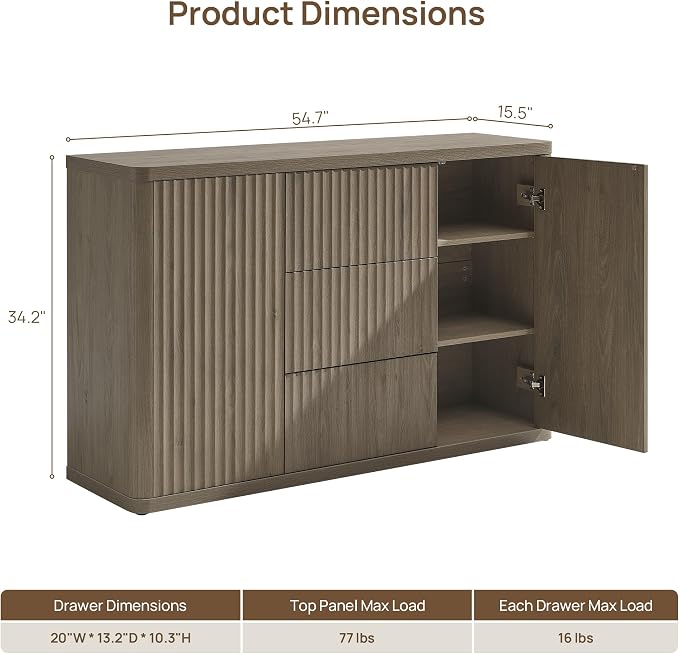 SICOTAS Buffet Cabinet with Storage 109.4" Large Modern Accent Storage Cabinet - Image 3