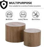 Small Coffee Table Nesting End Table Set of 2, Round Coffee Table Wood Side - Image 3