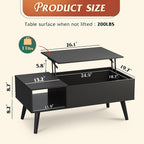 WLIVE Coffee Table for Living Room, Lift Top Coffee Table - Image 3
