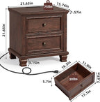 SAVOR LIFE Farmhouse Nightstand Set of 2, Rustic Low Nightstands - Image 2