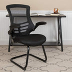 Flash Furniture Kelista Black Mesh Sled Base Side Reception Chair - Image 2