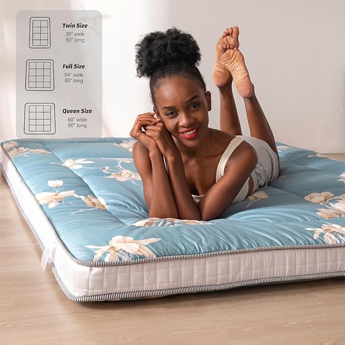 MAXYOYO Floral Printed Futon Mattress, Padded Japanese Floor Mattress Quilted - Image 4