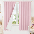 Pink 100% Blackout Linen Curtains 63 Inches 2 Panels by LAMIT