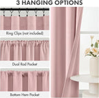 MIULEE 4-Panel 36 Inch Blackout Kitchen Tier Curtains Over Sink Light Pink | - Image 2