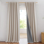 NICETOWN Natural Linen Blackout Curtain 52 x 80 inch Panels: Full Bedroom by NICETOWN